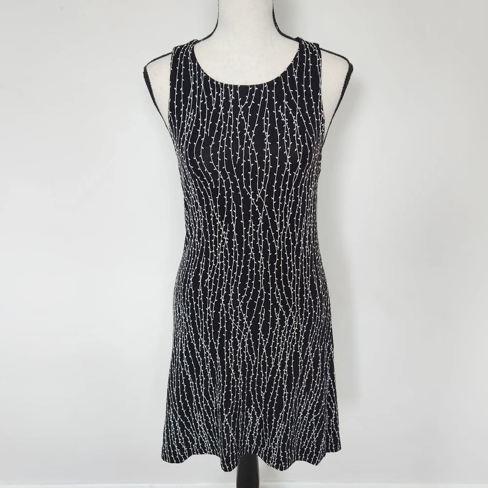 All That Jazz Vintage Mini Dress 90's Black White Slinky Sexy Goth Stretch S - Picture 2 of 13